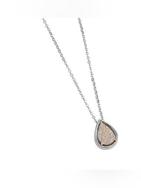 NEW Park Lane Evie Necklace Silver Gold Crystal Pear Teardrop Pendant Two Tone